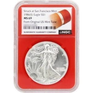 1986(S) MS69 Silver Eagle Orange Slab