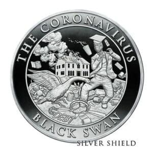 2020 SILVER SHIELD CORONAVIRUS BLACK SWAN 1 OZ SIVER PROOF