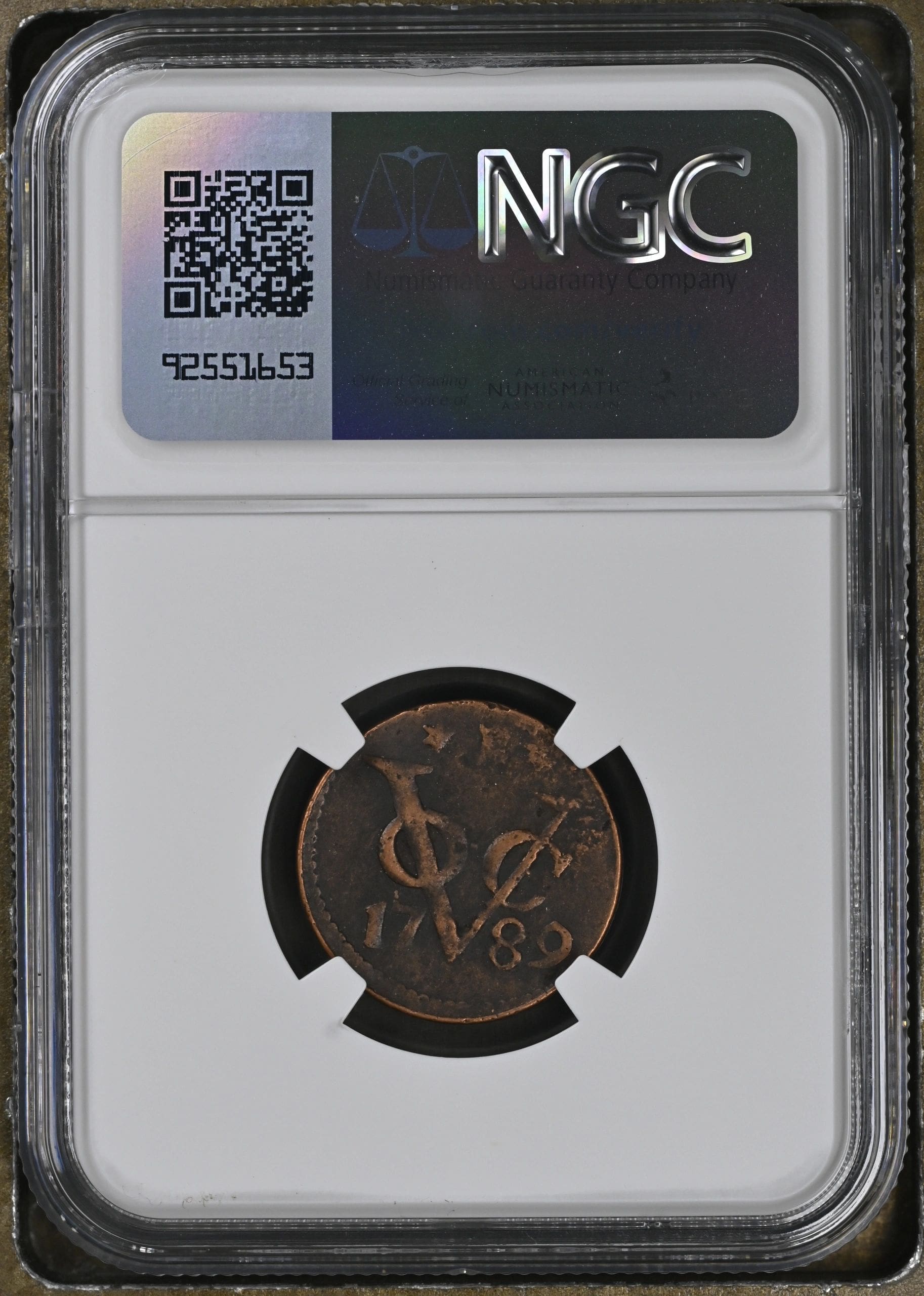N.E.INDIES VOC NEW YORK PENNY DUIT - Image 2
