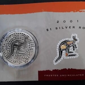 2001 $1 SILVER ROO 1 OZ SILVER FROSTED COIN
