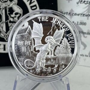 ROGUES ISLAND MINT CRYPTIDS - JERSEY DEVIL 1 OZ SILVER COIN