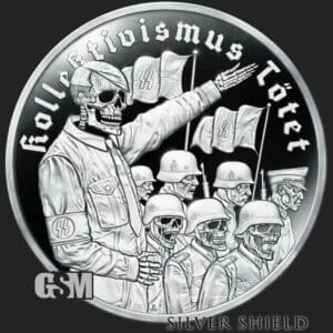 2021 SILVER SHIELD COLLECTIVISM KILLS HITLER 1 OZ SIVER PROOF
