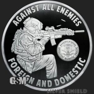 2023 SILVER SHIELD AGAINST ALL ENEMIES 1 OZ SIVER PROOF