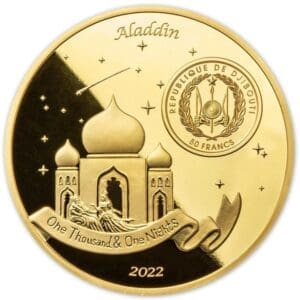 1001 nights aladin 141 gram 24k gold plated copper coin