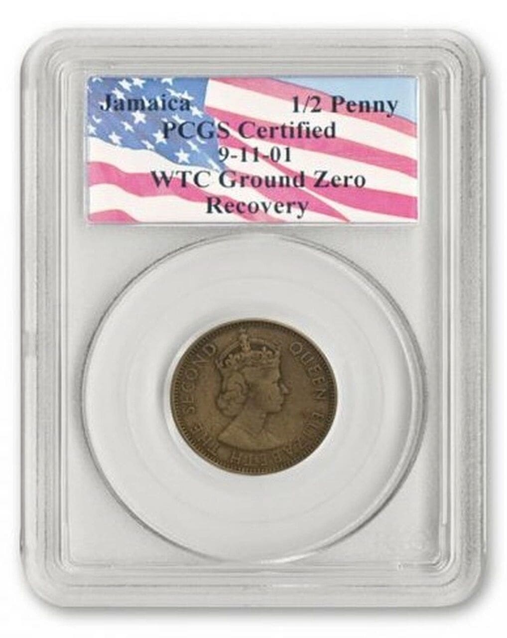 Jamaican 1/2 Penny - 9/11/01 WTC Ground Zero Recovery