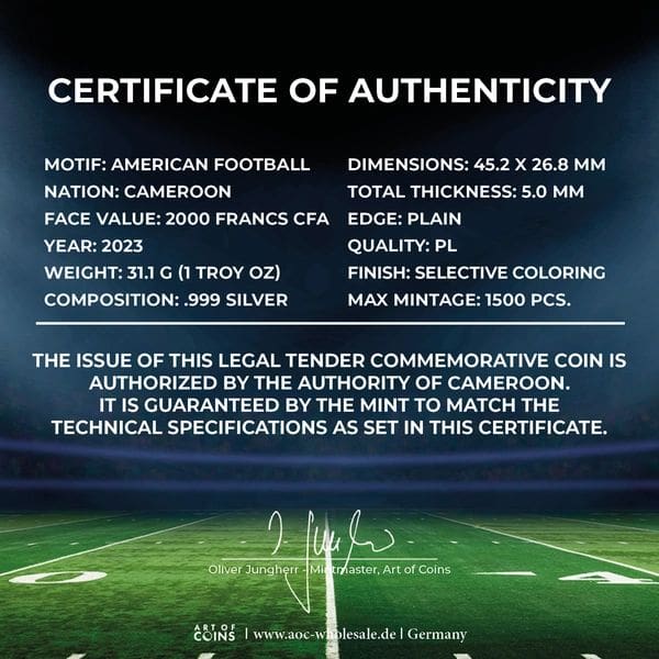 2023 1z silver North American Football coin - Image 4